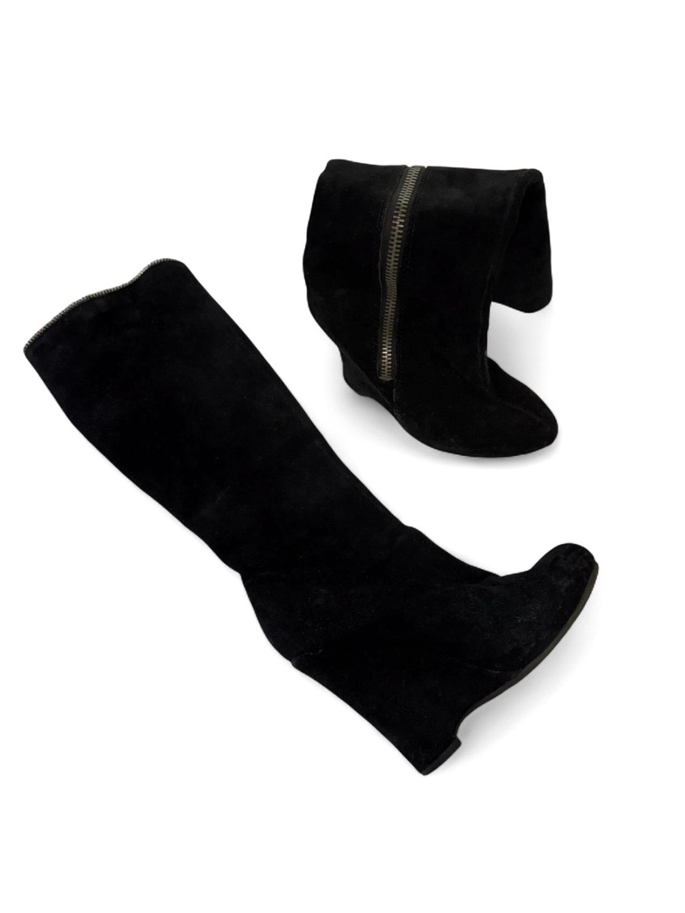 Black suede knee-high boots size 6